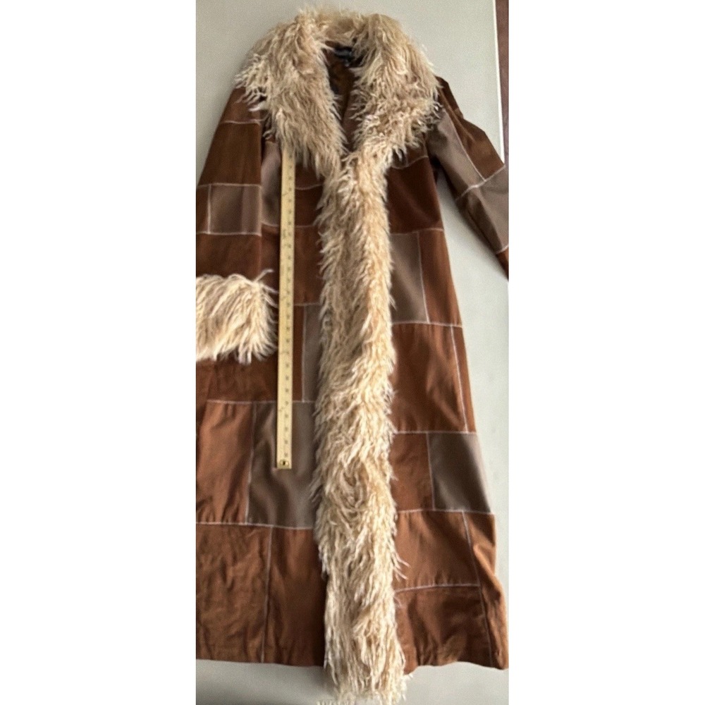 Dolls Kill Current Mood Penny Lane Patchwork Corduroy Faux Leather Long Coat L - Picture 12 of 16